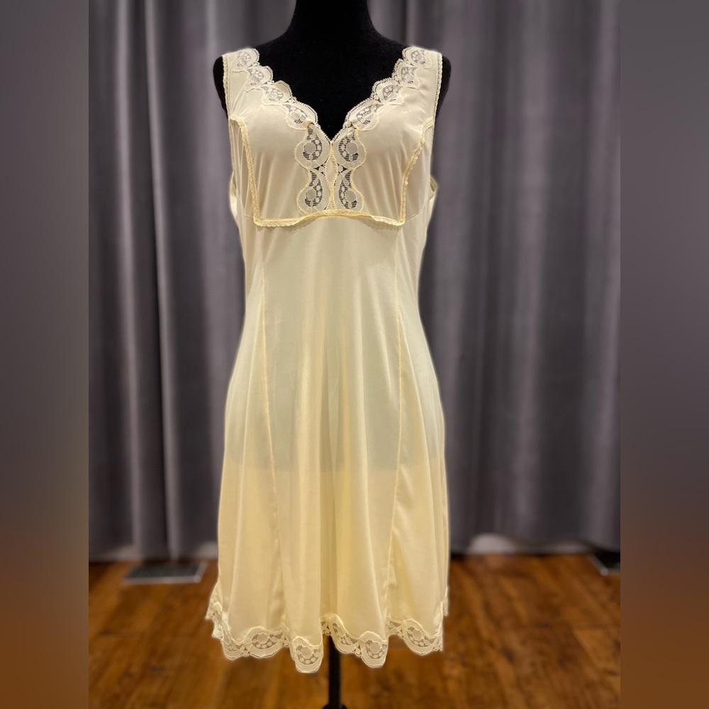 Vintage yellow slip chemise nightie